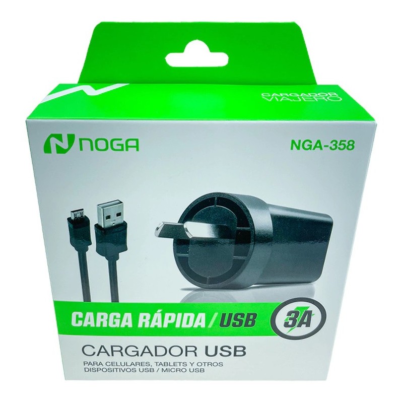 Cargador Rápido Noga 3A + Cable 1m - Carga Express Segura ⚡ Cargador Rápido Noga 3A + Cable 1m - Carga Express Segura ⚡